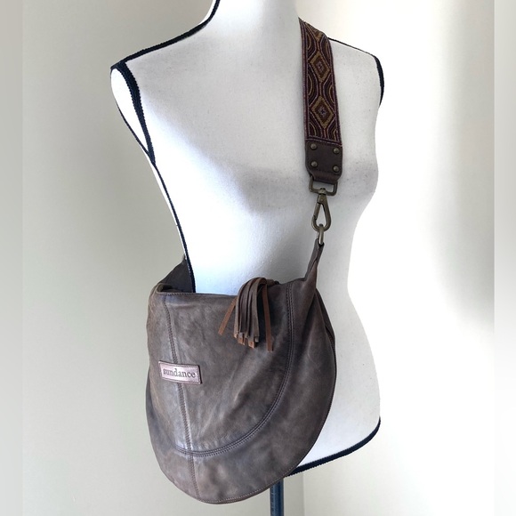 Sundance Brown Leather Saddle Bag Handbag - Picture 5 of 15